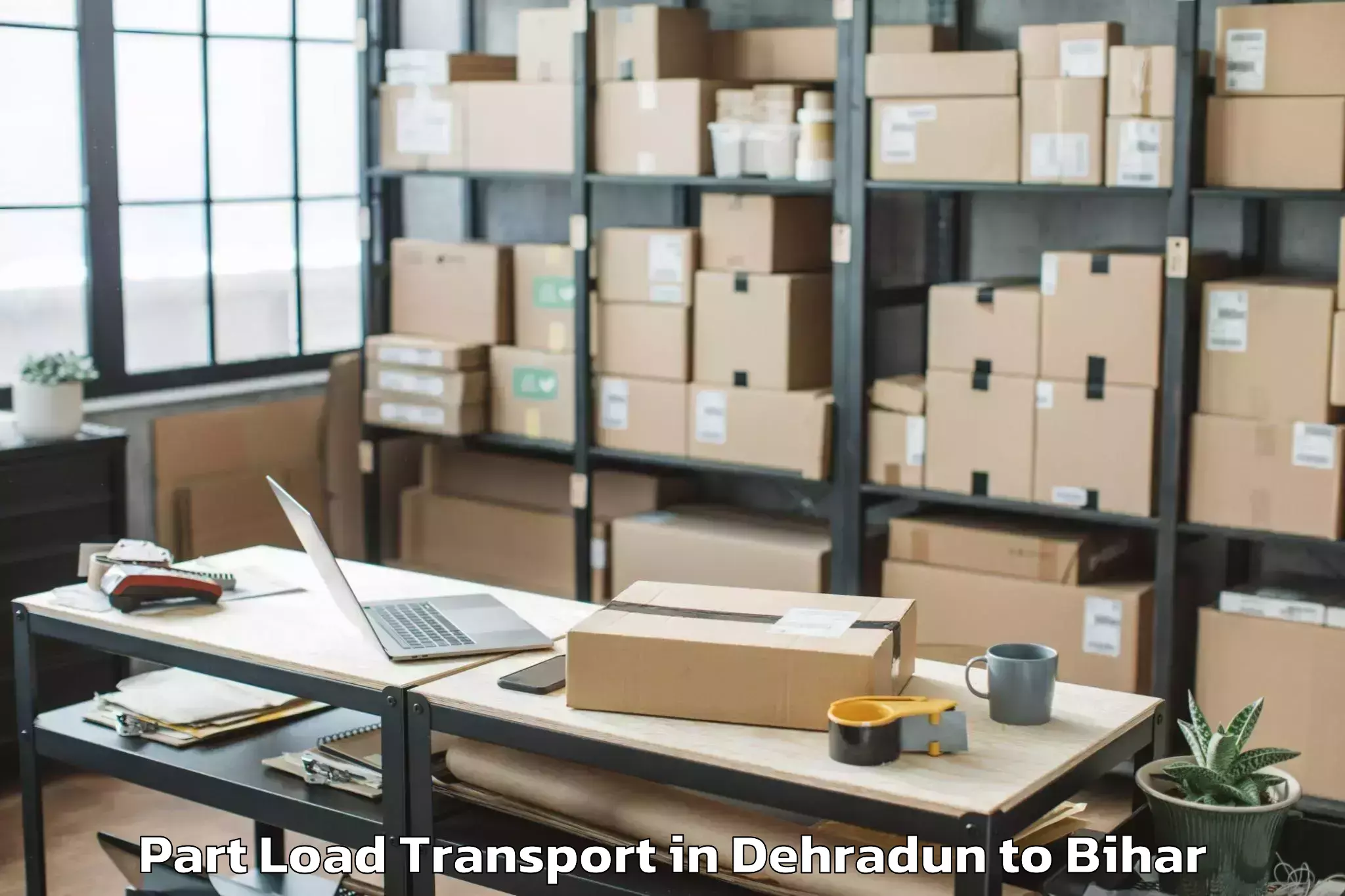 Professional Dehradun to Harsidhi Pakariya Part Load Transport